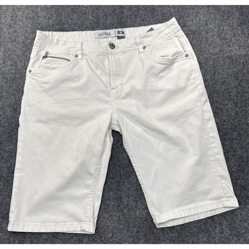 Cultura White Denim Shorts Mens 36 Below Knee Cotton Casual Summer Shorts